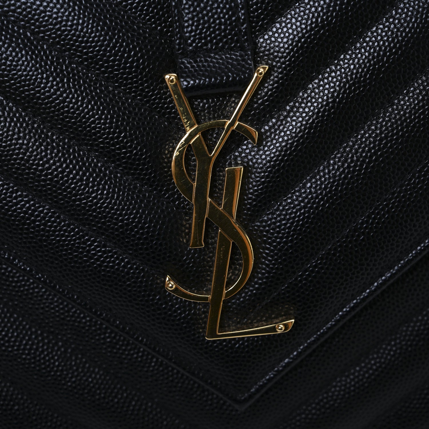 Saint Laurent Grain De Poudre Matelasse Chevron Medium Monogram Satchel Black 10 of 10
