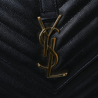 Saint Laurent Grain De Poudre Matelasse Chevron Medium Monogram Satchel Black 10 of 10