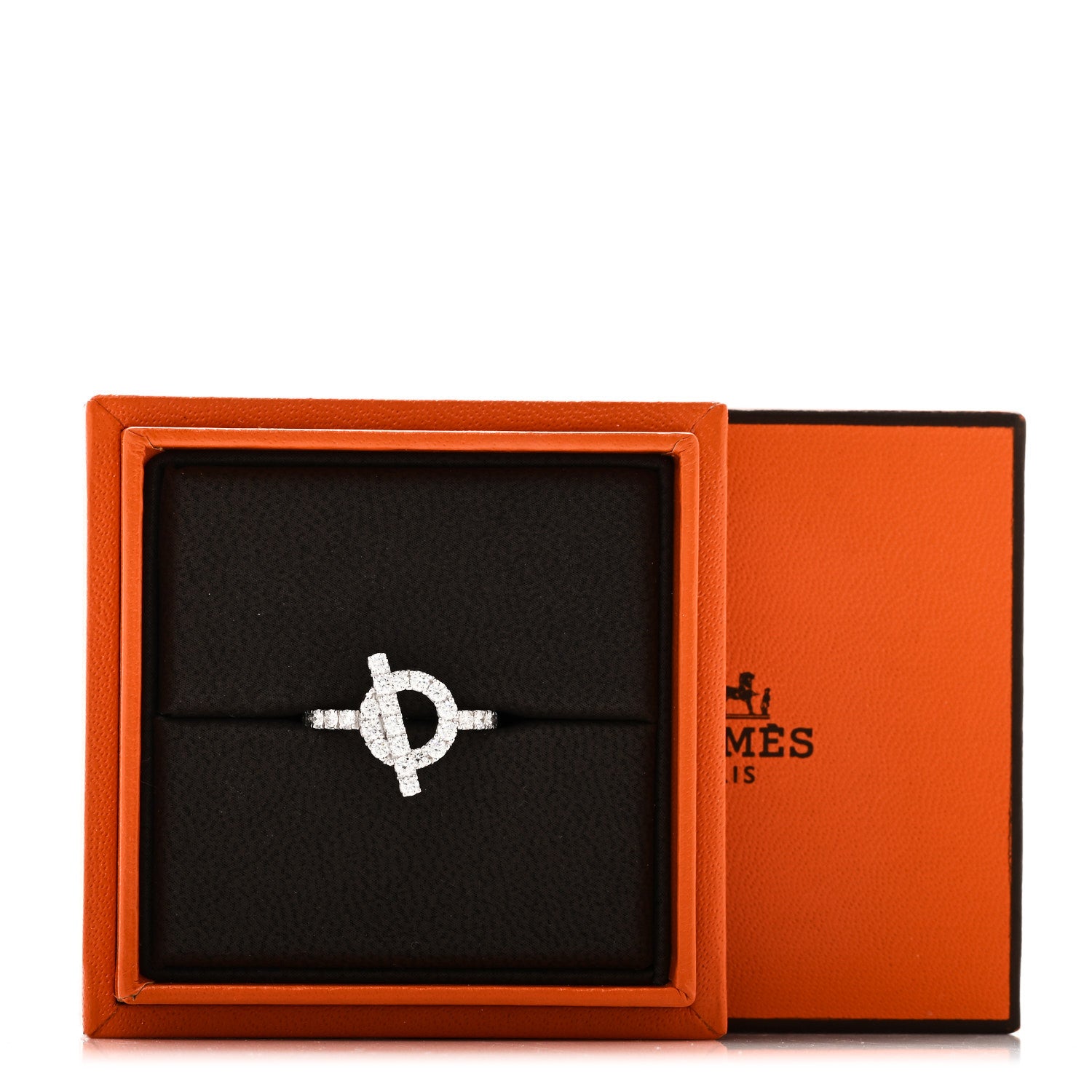 Hermes 18K White Gold Diamond Finesse Ring 51 5.75 6 of 6
