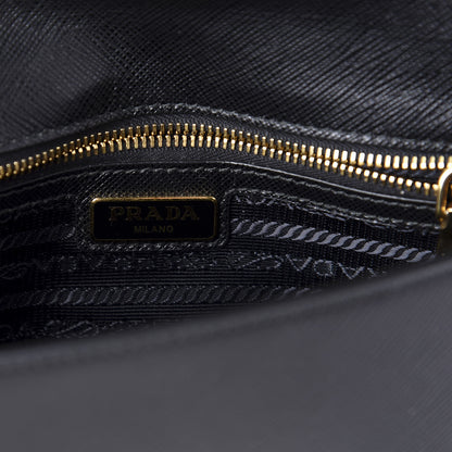 Prada Saffiano Pushlock Chain Crossbody Bag Black 8 of 9