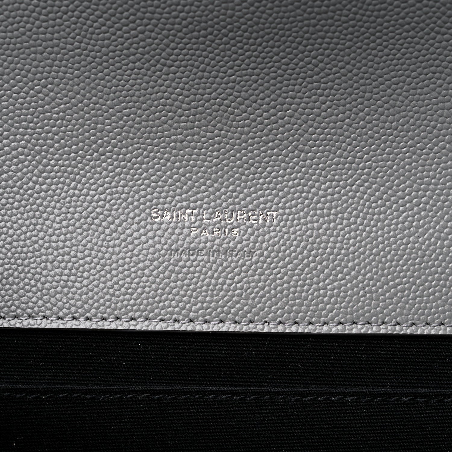 Saint Laurent Grain De Poudre Textured Mixed Matelasse Triquilt Monogram Clutch Storm 6 of 10