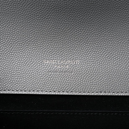 Saint Laurent Grain De Poudre Textured Mixed Matelasse Triquilt Monogram Clutch Storm 6 of 10