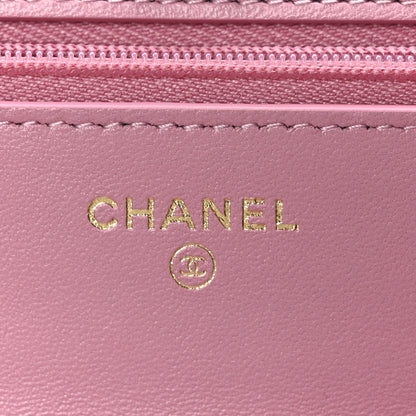 Chanel Lambskin Quilted Strass On Top Wallet On Chain Pink 6 of 12