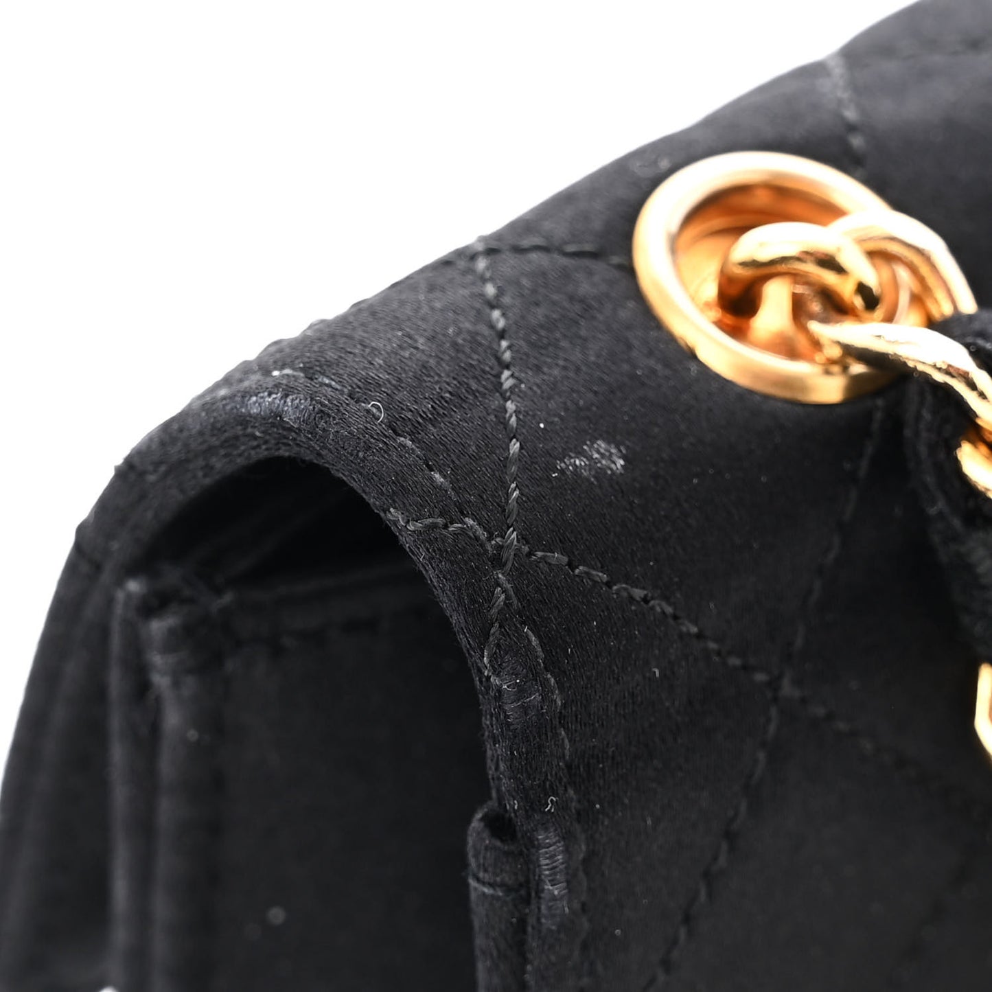 Satin Quilted Extra Mini Rectangular Flap Black