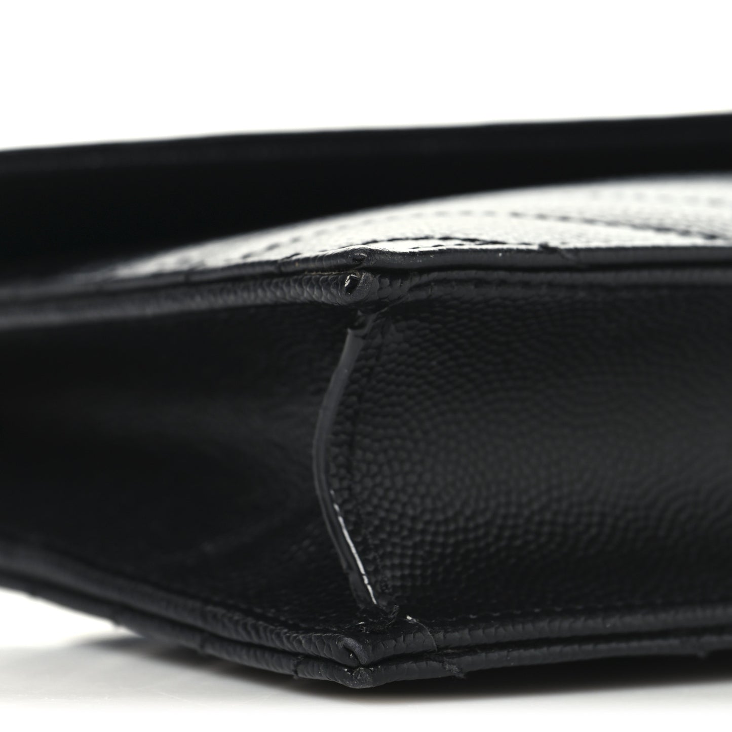 Grain De Poudre Matelasse Chevron Monogram Envelope Chain Wallet Black