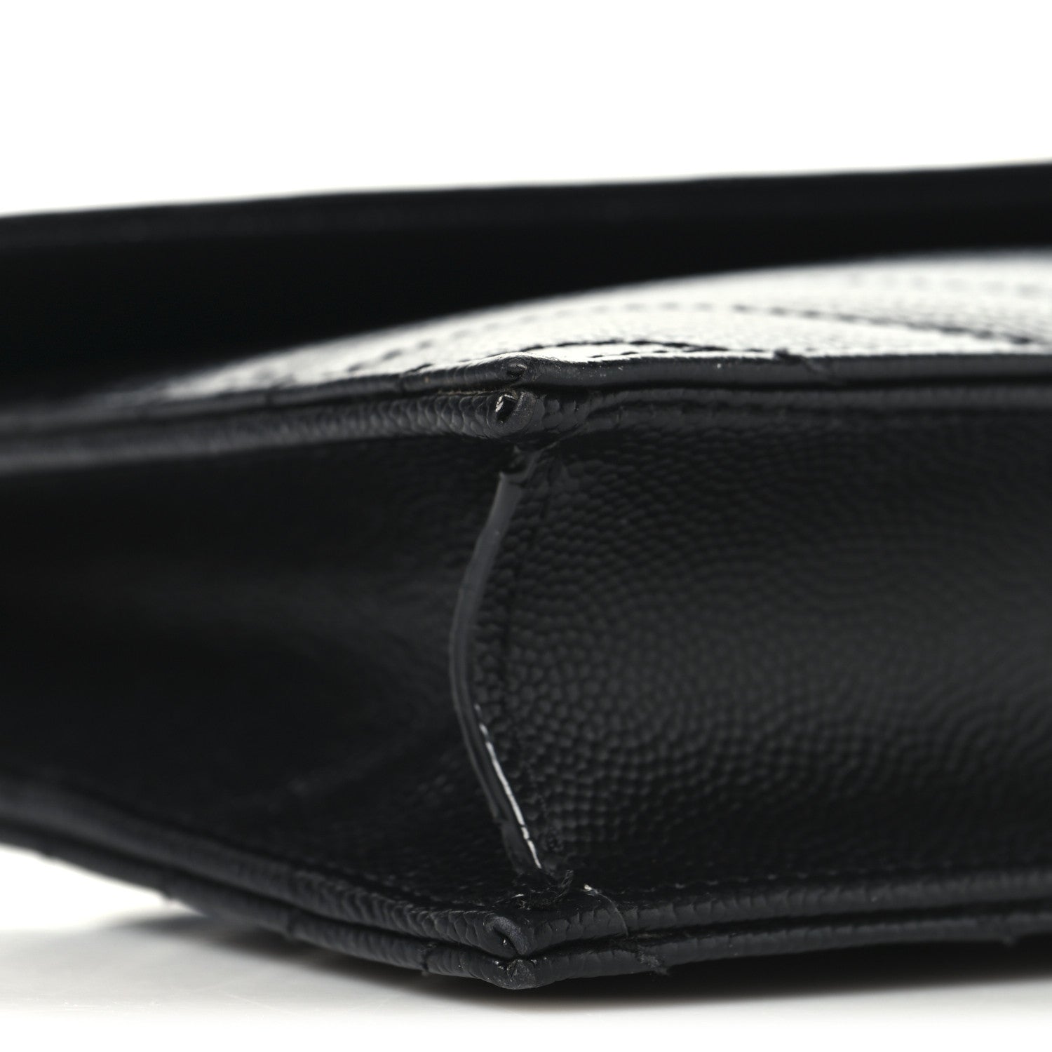 Saint Laurent Grain De Poudre Matelasse Chevron Monogram Envelope Chain Wallet Black 8 of 9