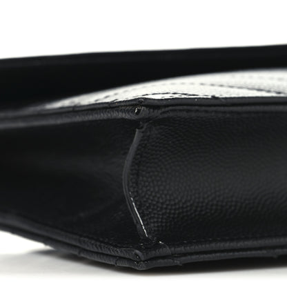 Saint Laurent Grain De Poudre Matelasse Chevron Monogram Envelope Chain Wallet Black 8 of 9