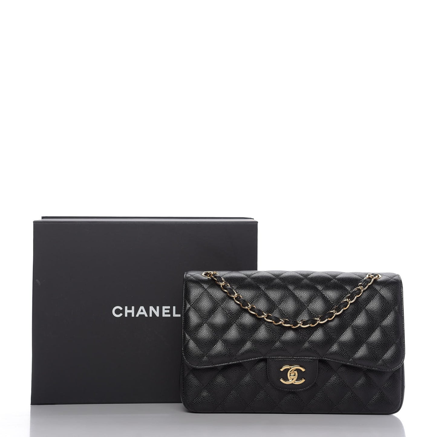 Caviar Quilted Jumbo Double Flap Black
