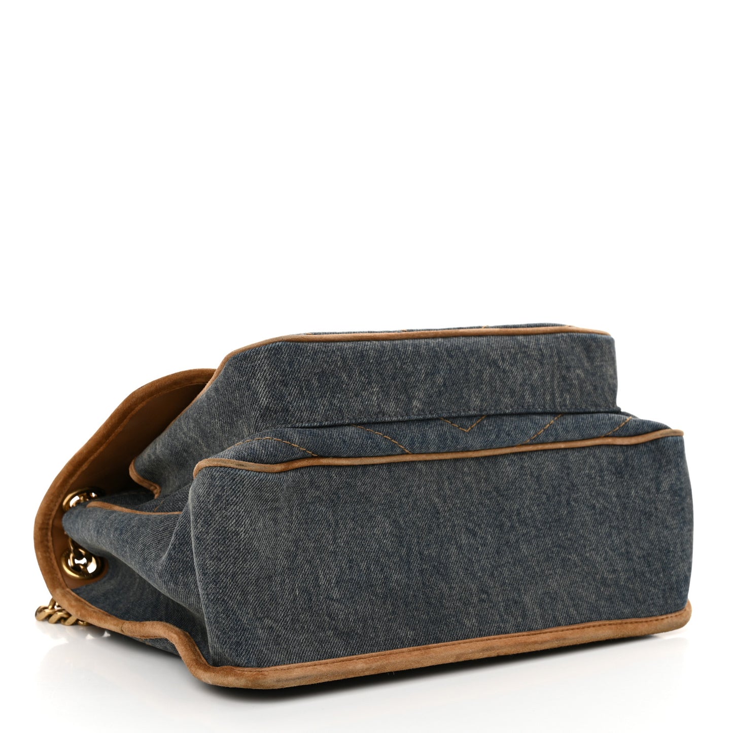 Denim Suede Monogram Medium Niki Chain Satchel Blue Cinnamon