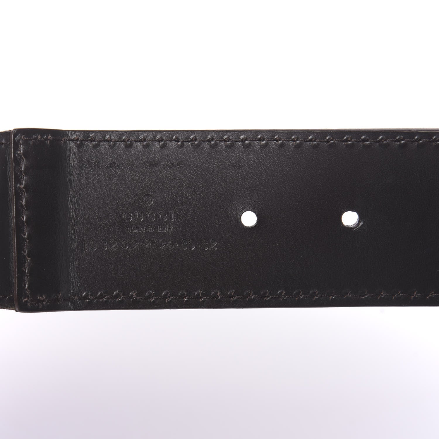 Gucci Calfskin Monogram Belt 80 32 Black Brown 3 of 6