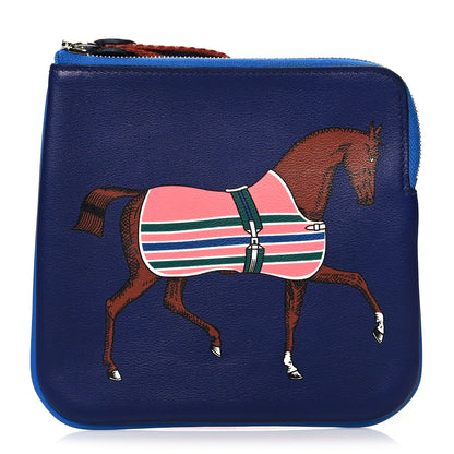Hermes Swift Couverture Nouvelle Carre Pocket Pouch Bleu Encre Rose D'Ete 1 of 8