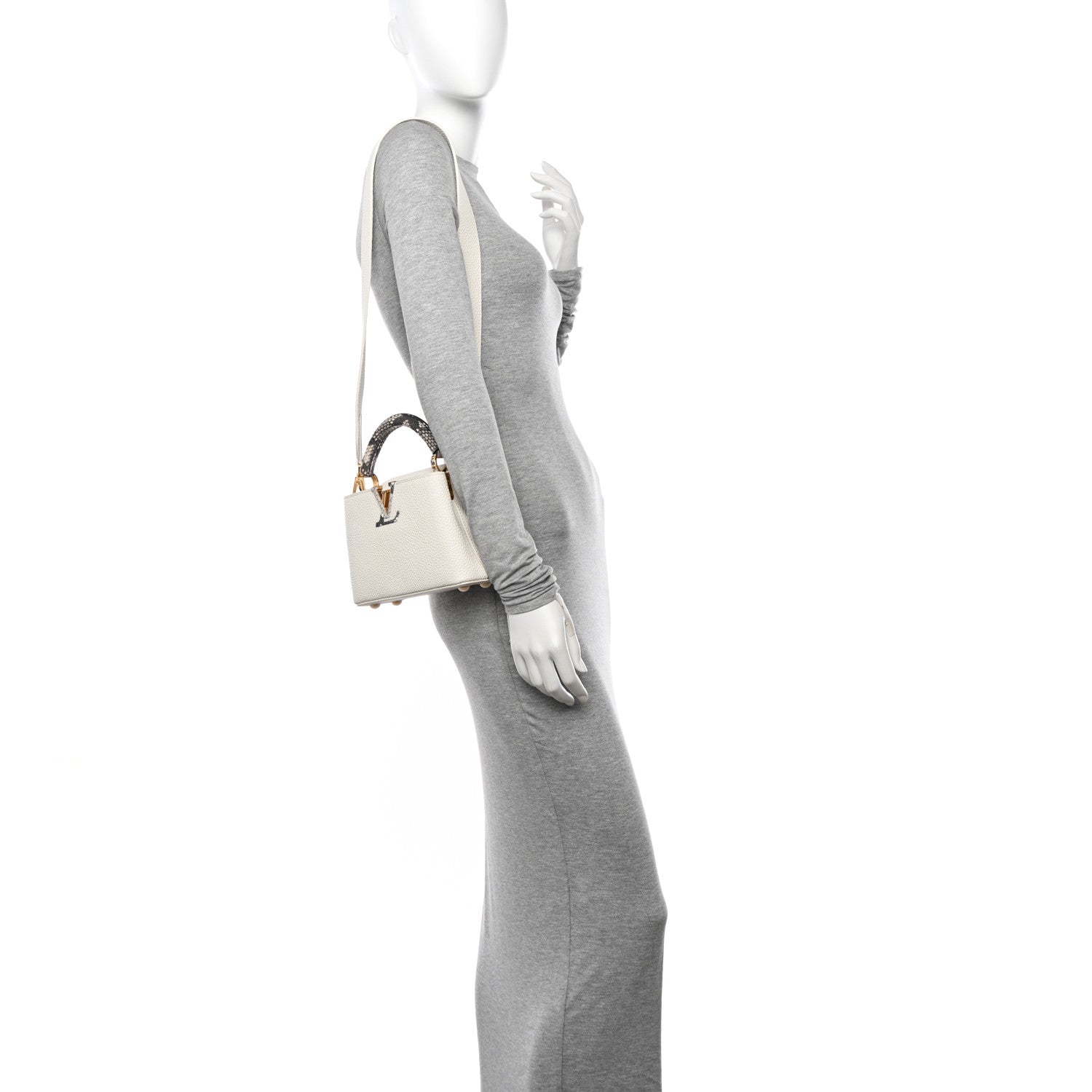 Louis Vuitton Taurillon Snakeskin Mini Capucines White 2 of 9