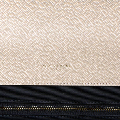 Saint Laurent Grain De Poudre Mixed Matelasse Large Triquilt Monogram Satchel Nude Powder 7 of 11
