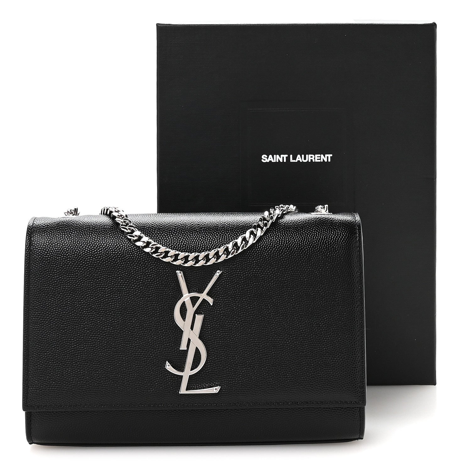 Saint Laurent Grain De Poudre Small Monogram Kate Satchel Black 10 of 10
