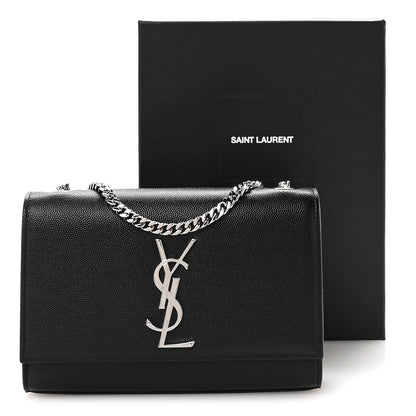 Saint Laurent Grain De Poudre Small Monogram Kate Satchel Black 10 of 10