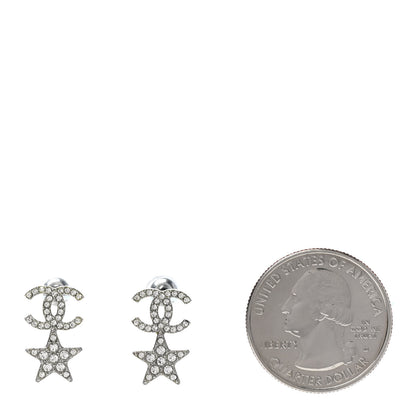 Chanel Crystal CC Starfall Drop Earrings Silver 2 of 4