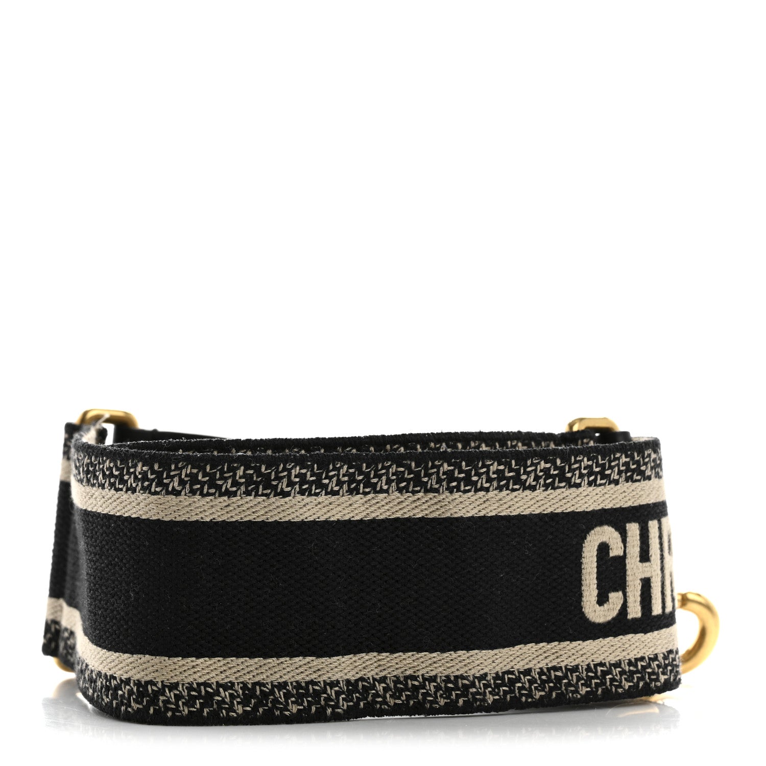 Christian Dior Canvas Embroidered Shoulder Strap Black 2 of 8