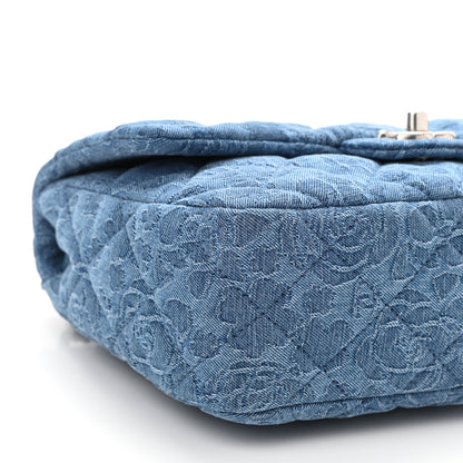 Chanel Denim Quilted Medium Camellia Sweetheart Flap Blue 8 of 10