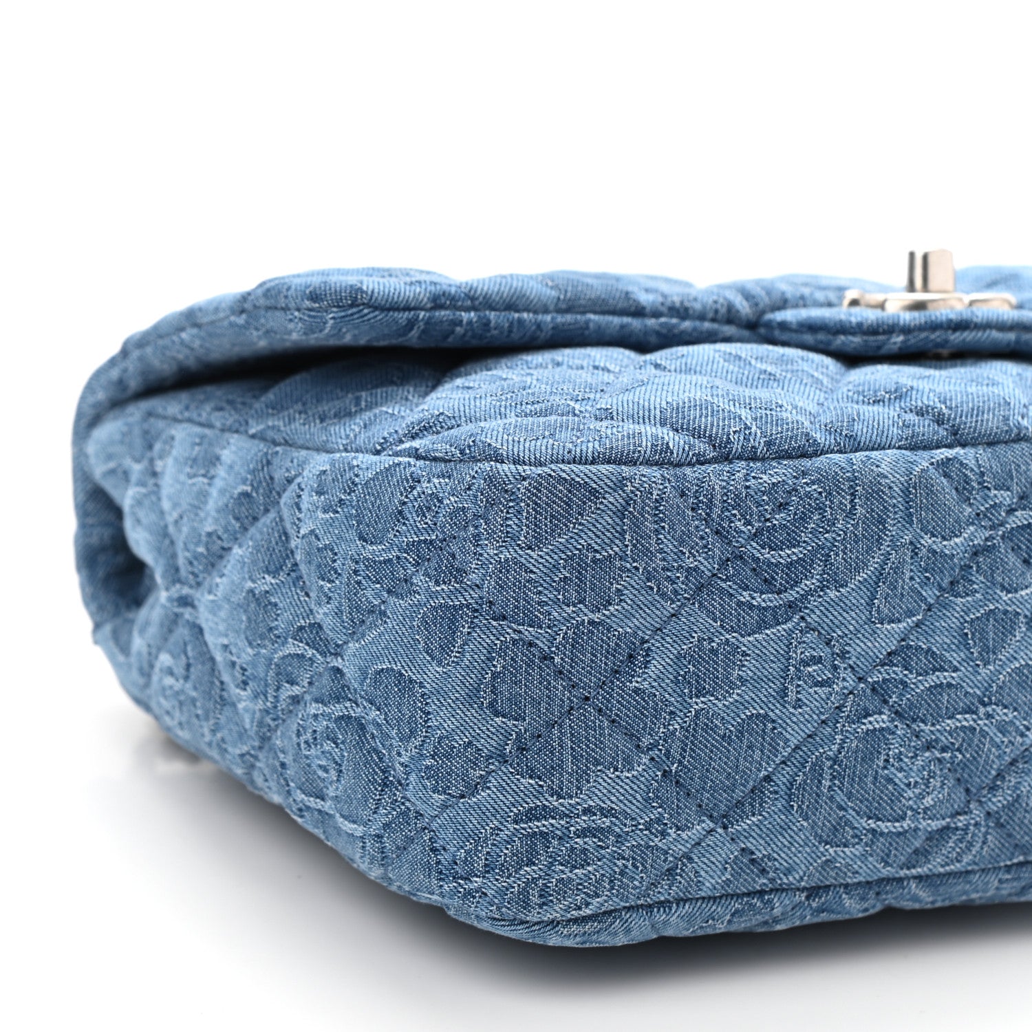 Chanel Denim Quilted Medium Camellia Sweetheart Flap Blue 8 of 10