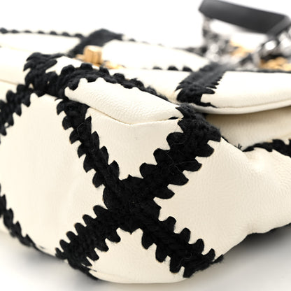 Chanel Calfskin Crochet Medium Chanel 19 Flap White Black 10 of 10