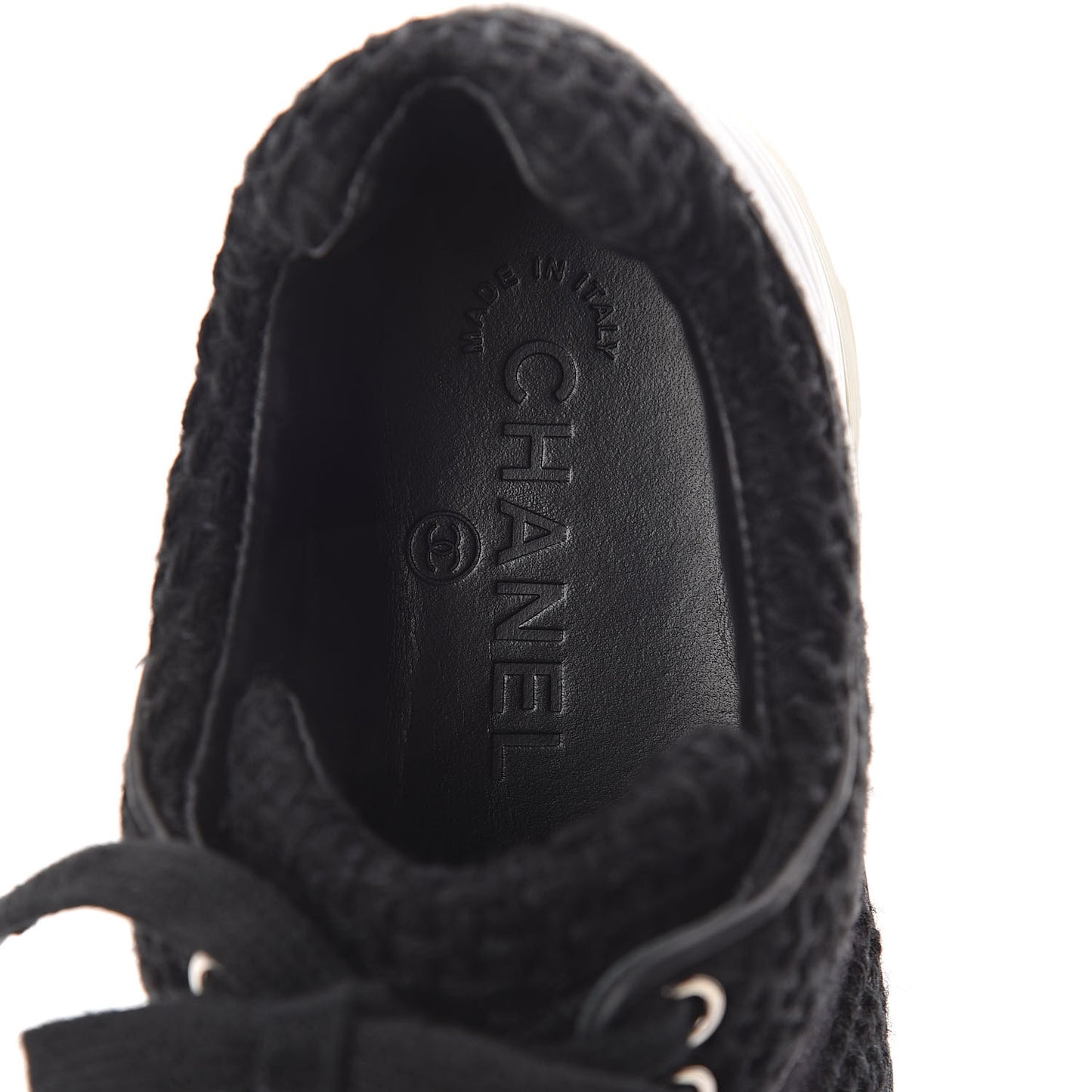 Tweed Calfskin Sneakers 39 Black White