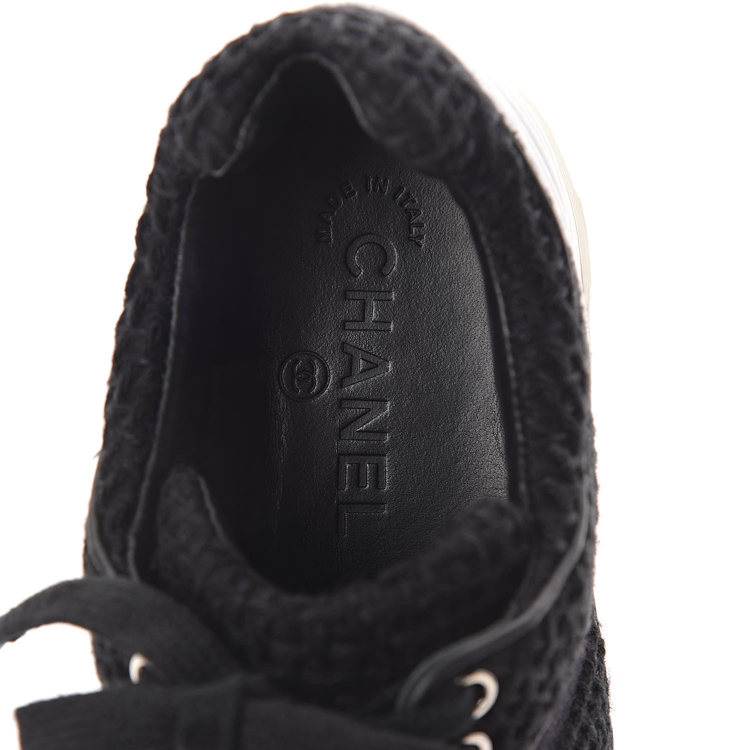 Chanel Tweed Calfskin Sneakers 39 Black White 5 of 8