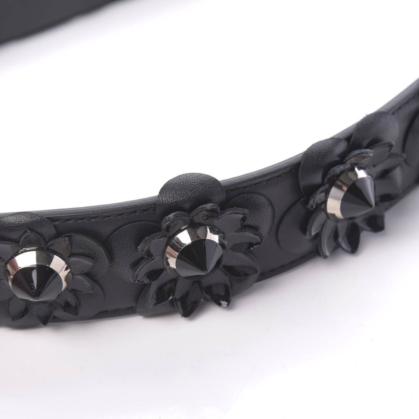 Vitello Dolce Nappa Patent Flowerland Studded Strap You Black