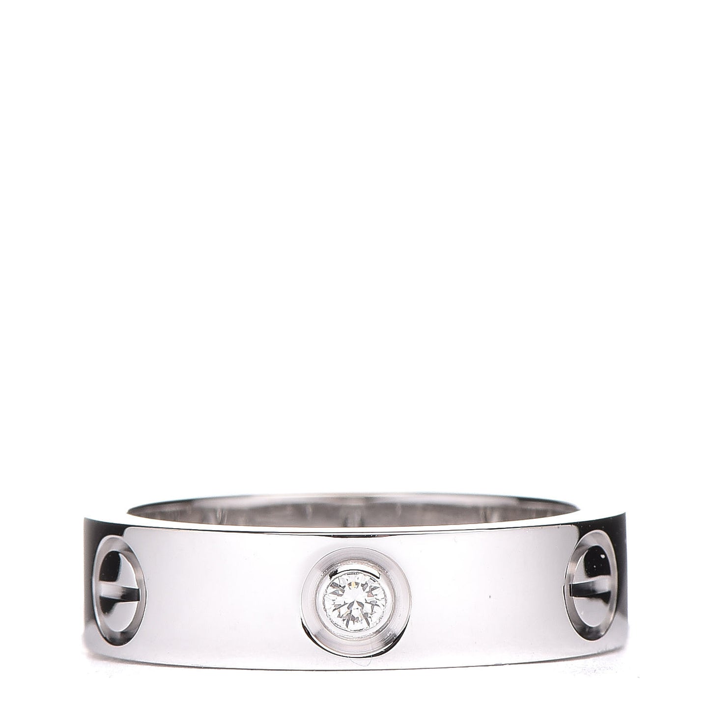 18K White Gold 3 Diamond 5.5mm LOVE Ring 56 7.75
