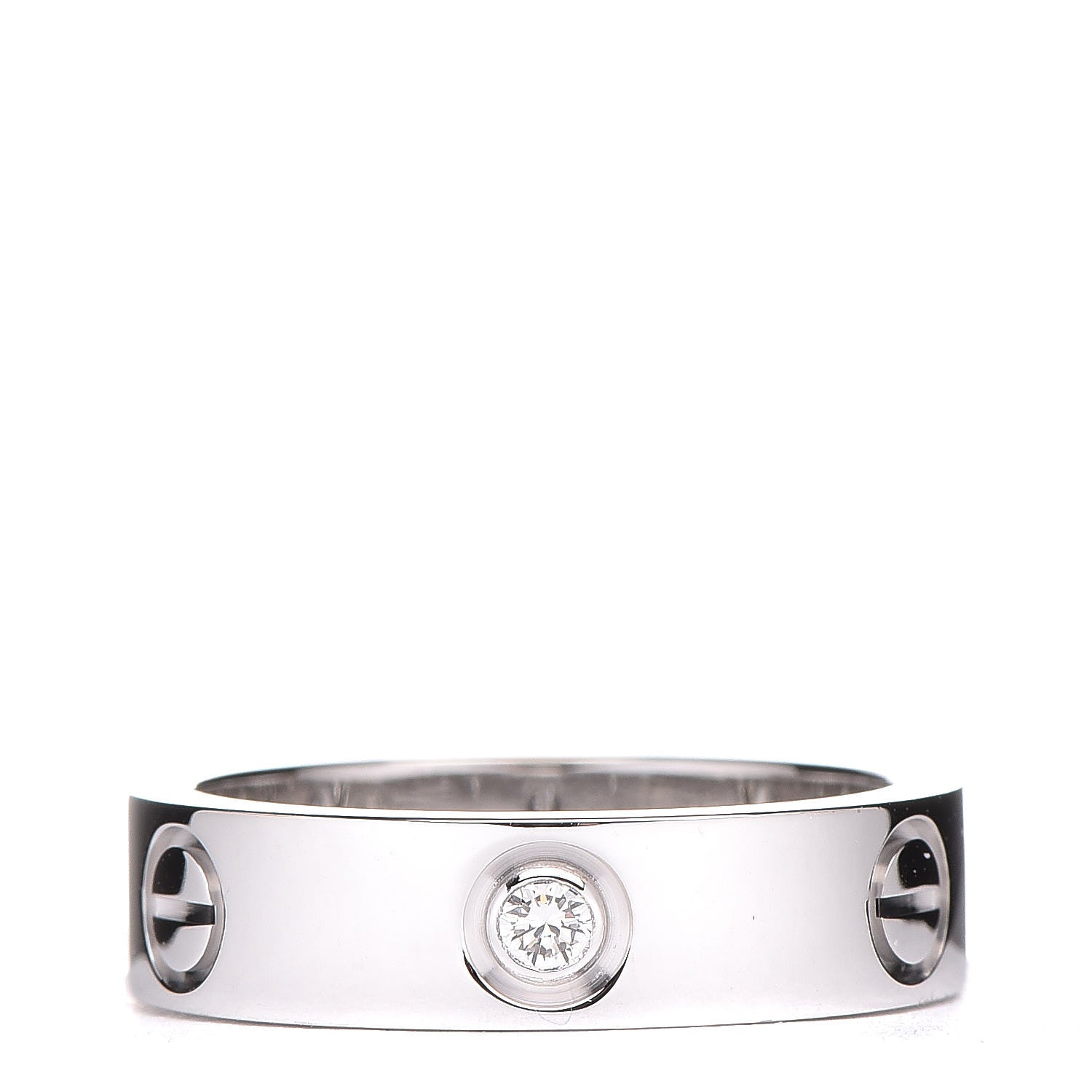 Cartier 18K White Gold 3 Diamond 5.5mm LOVE Ring 56 7.75 1 of 8