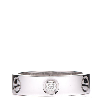 Cartier 18K White Gold 3 Diamond 5.5mm LOVE Ring 56 7.75 1 of 8