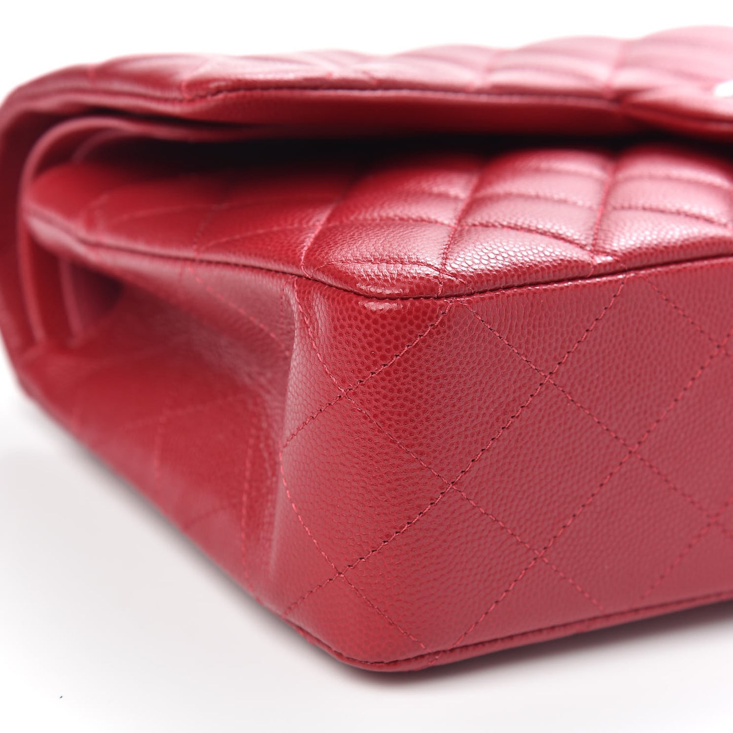 Caviar Quilted Medium Double Flap Red