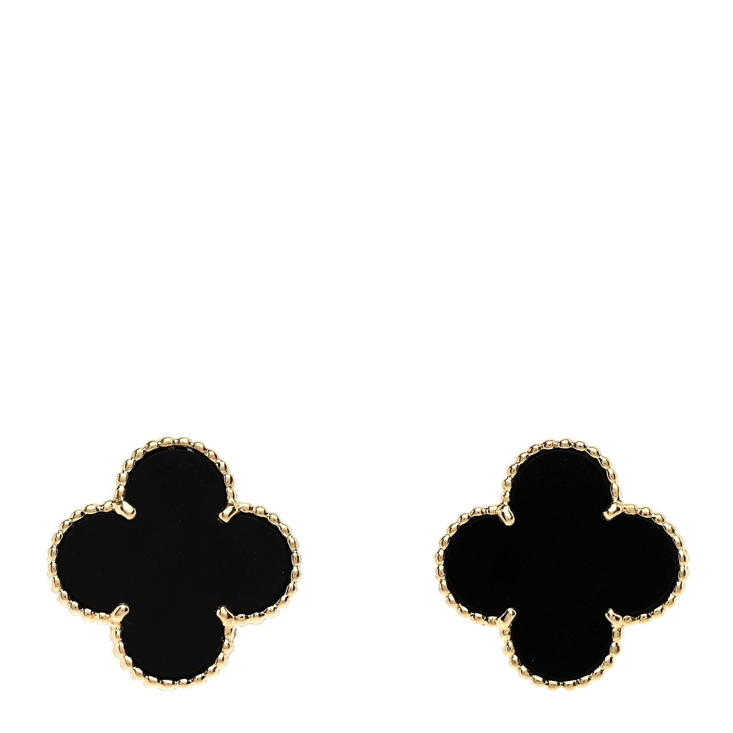 Van Cleef & Arpels 18K Yellow Gold Black Onyx Magic Alhambra Earrings 1 of 5
