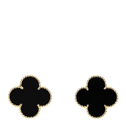 Van Cleef & Arpels 18K Yellow Gold Black Onyx Magic Alhambra Earrings 1 of 5