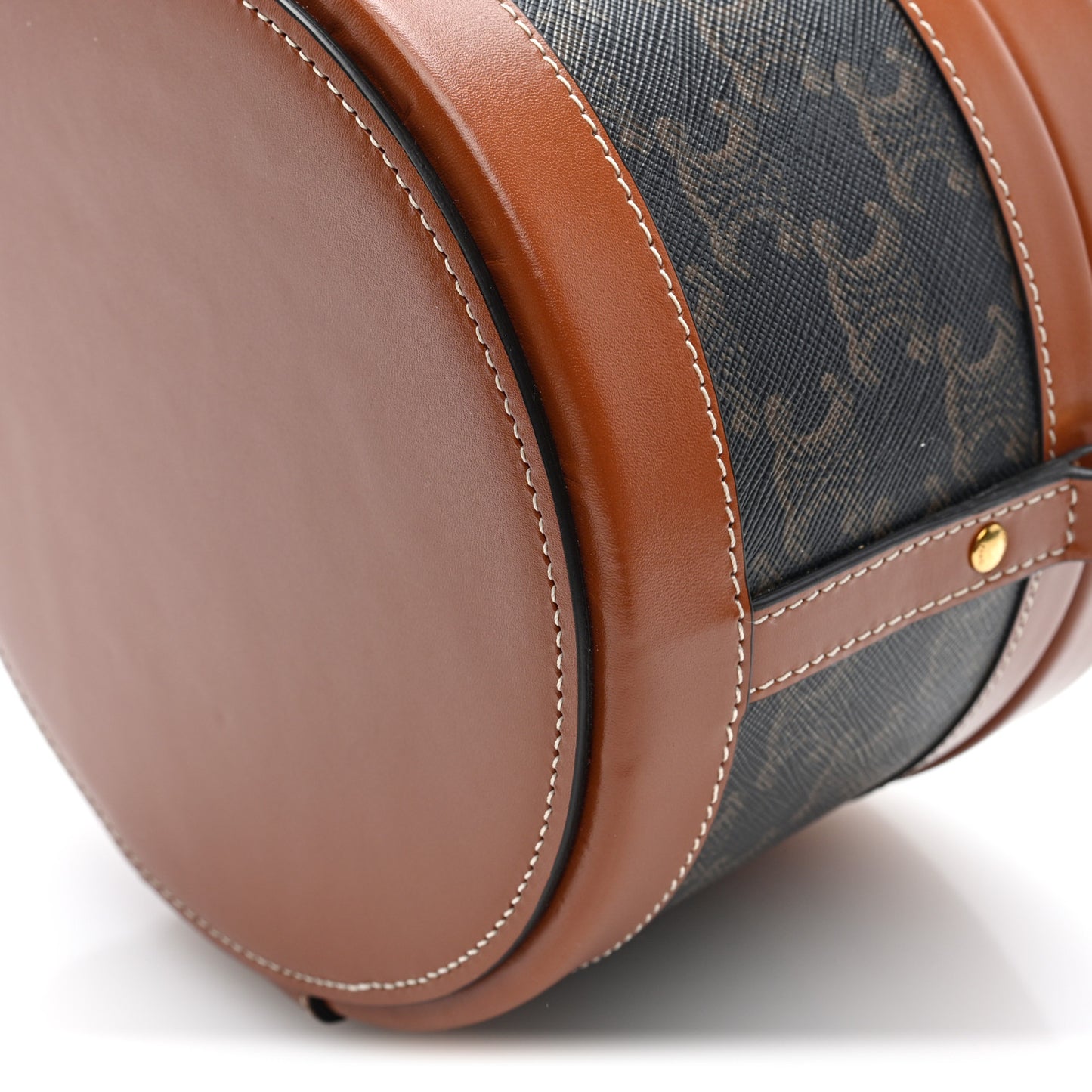 Calfskin Triomphe Canvas Medium Tambour Bag Tan Tan