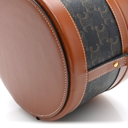 Celine Calfskin Triomphe Canvas Medium Tambour Bag Tan Tan 10 of 10