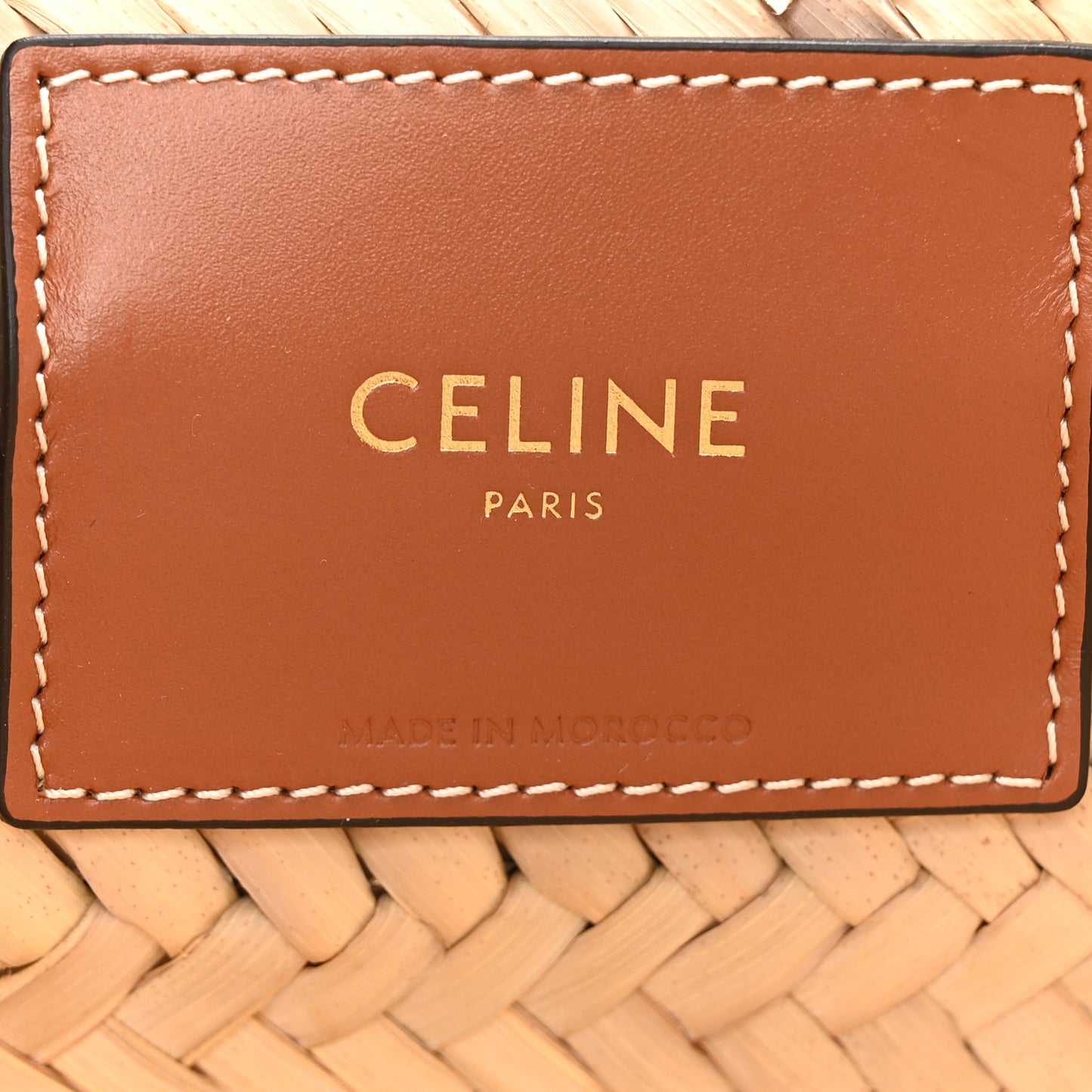 Raffia Calfskin Heart Triomphe Teen Panier Tan