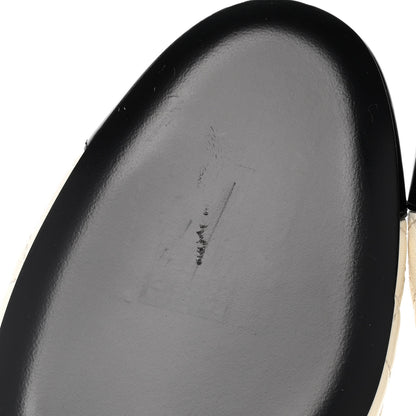 Chanel Patent Lambskin Quilted Cap Toe Ballerina Flats 36 Ivory Black 6 of 9