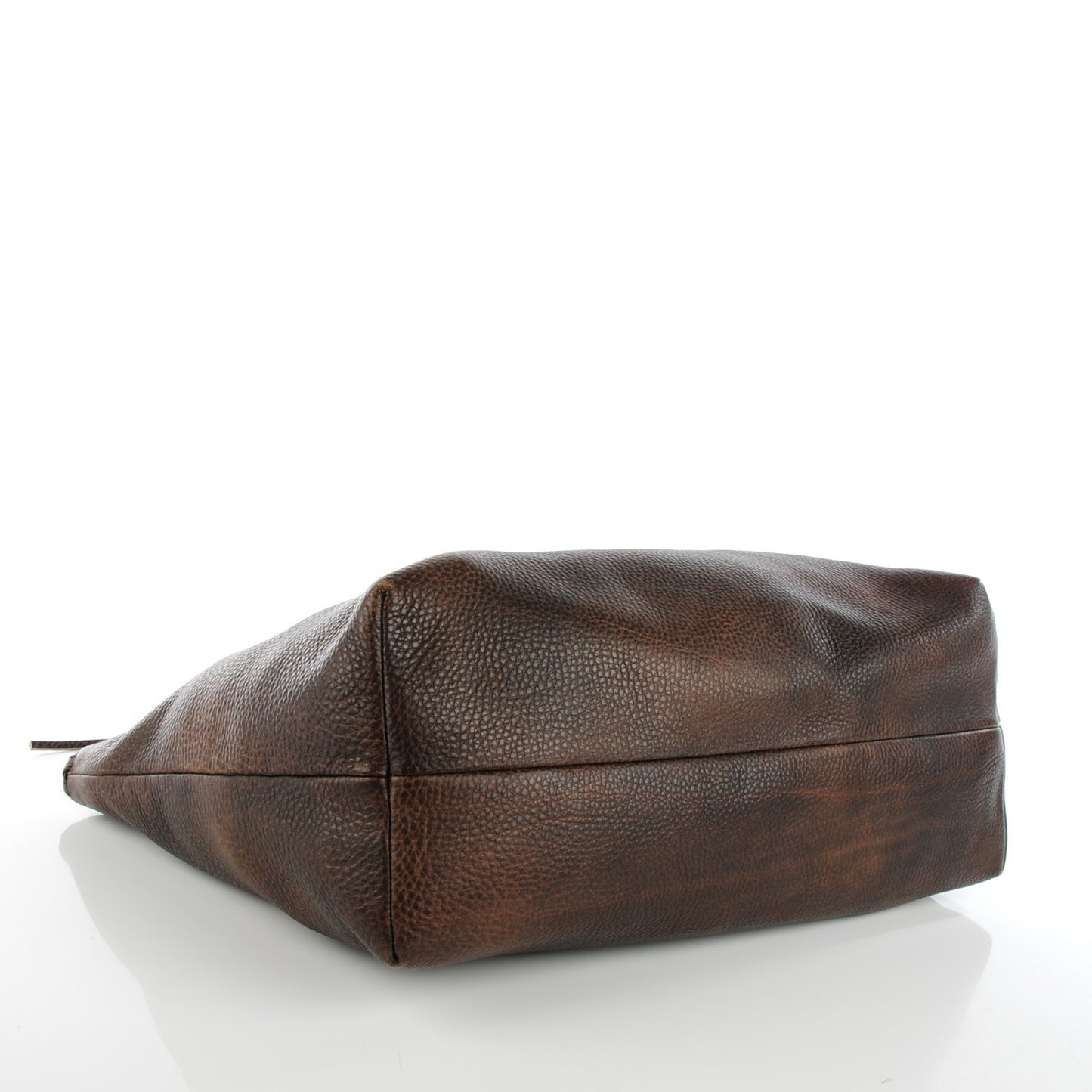 Pebbled Calfskin Bamboo Tassel Tote Brown