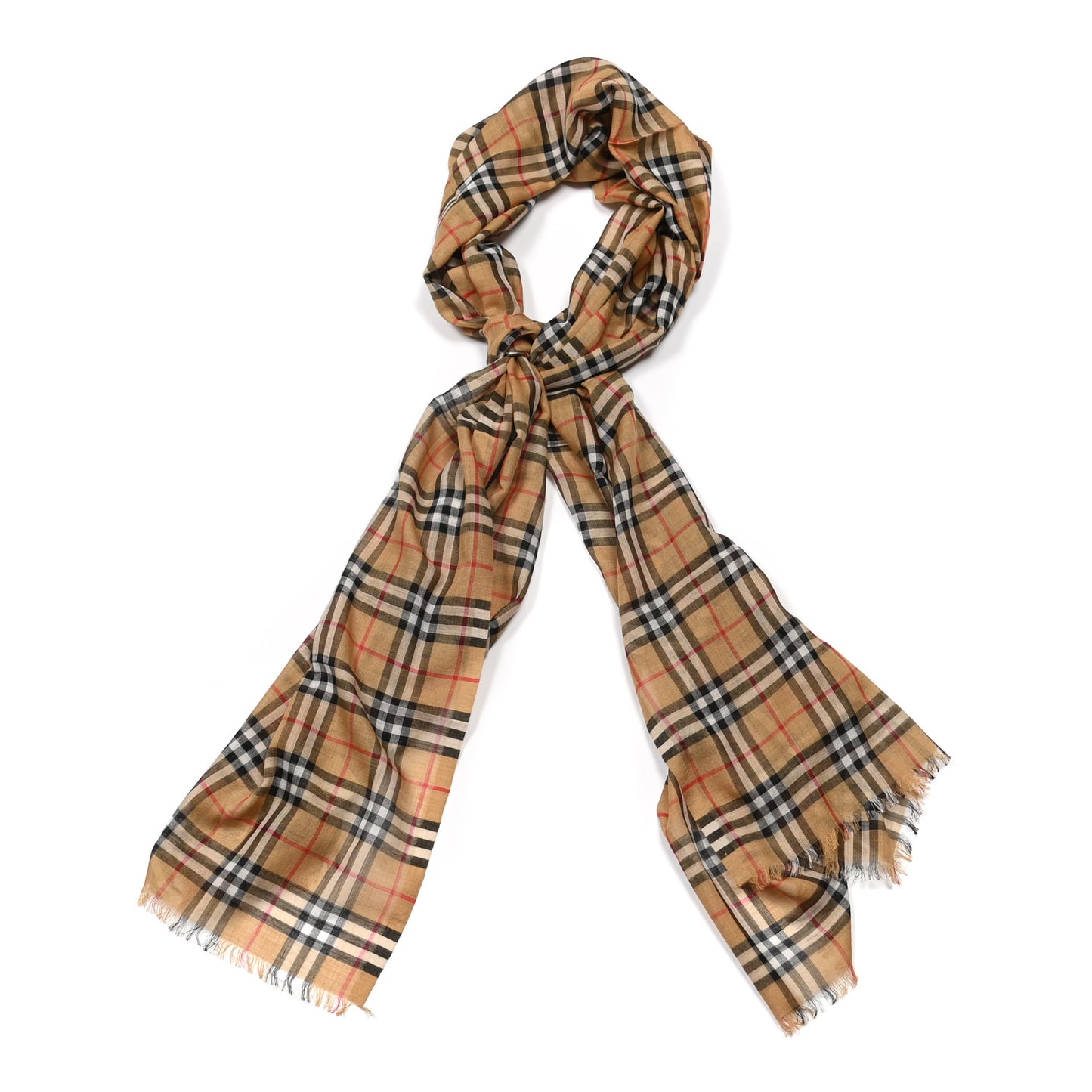 Wool Silk Icon Stripe Vintage Check Lightweight Scarf Archive Beige