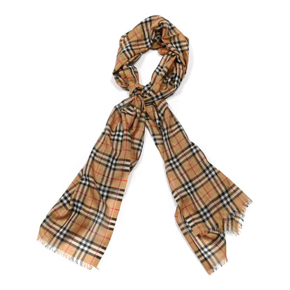 Burberry Wool Silk Icon Stripe Vintage Check Lightweight Scarf Archive Beige 1 of 4