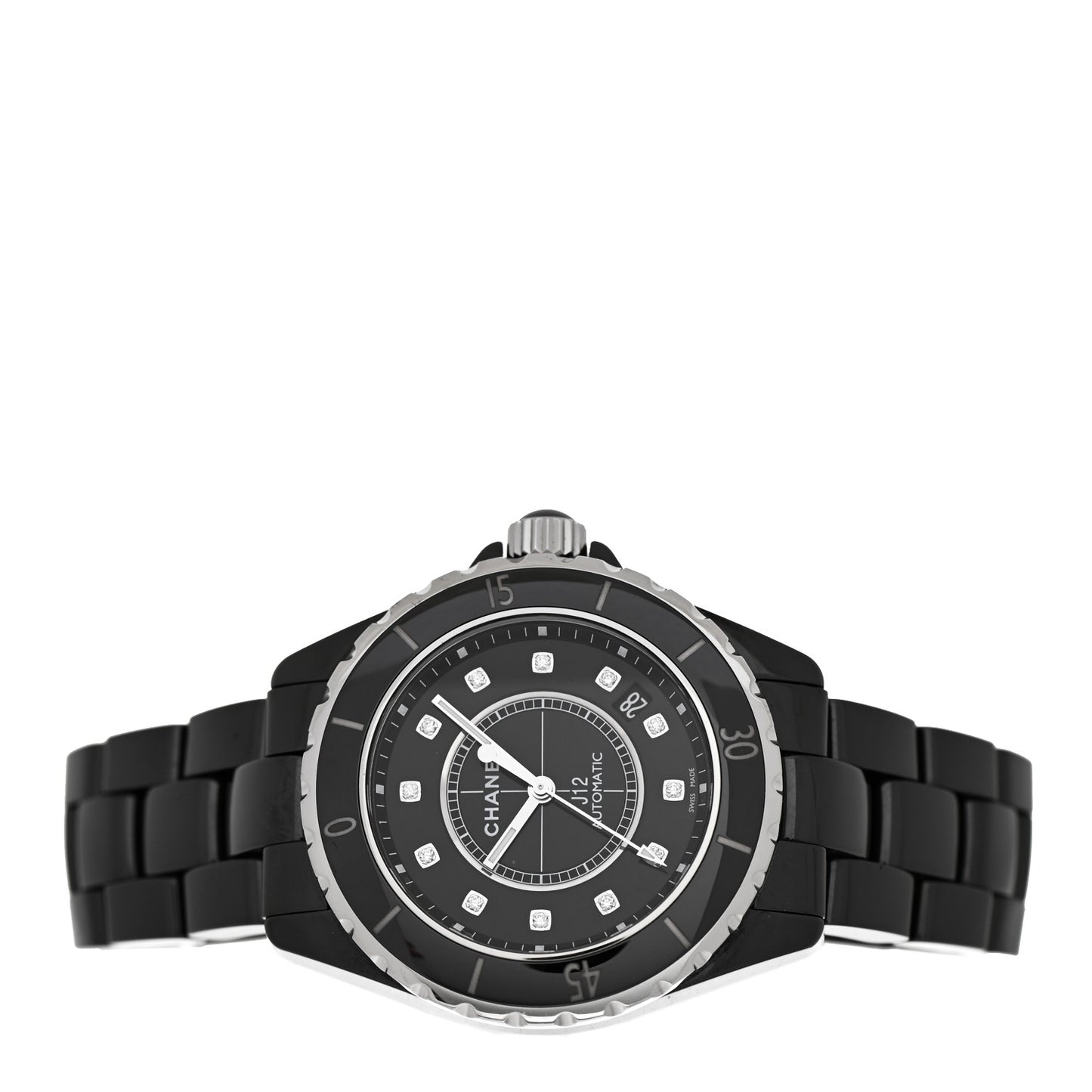 Stainless Steel Ceramic Diamond 38mm J12 Automatic Watch Black