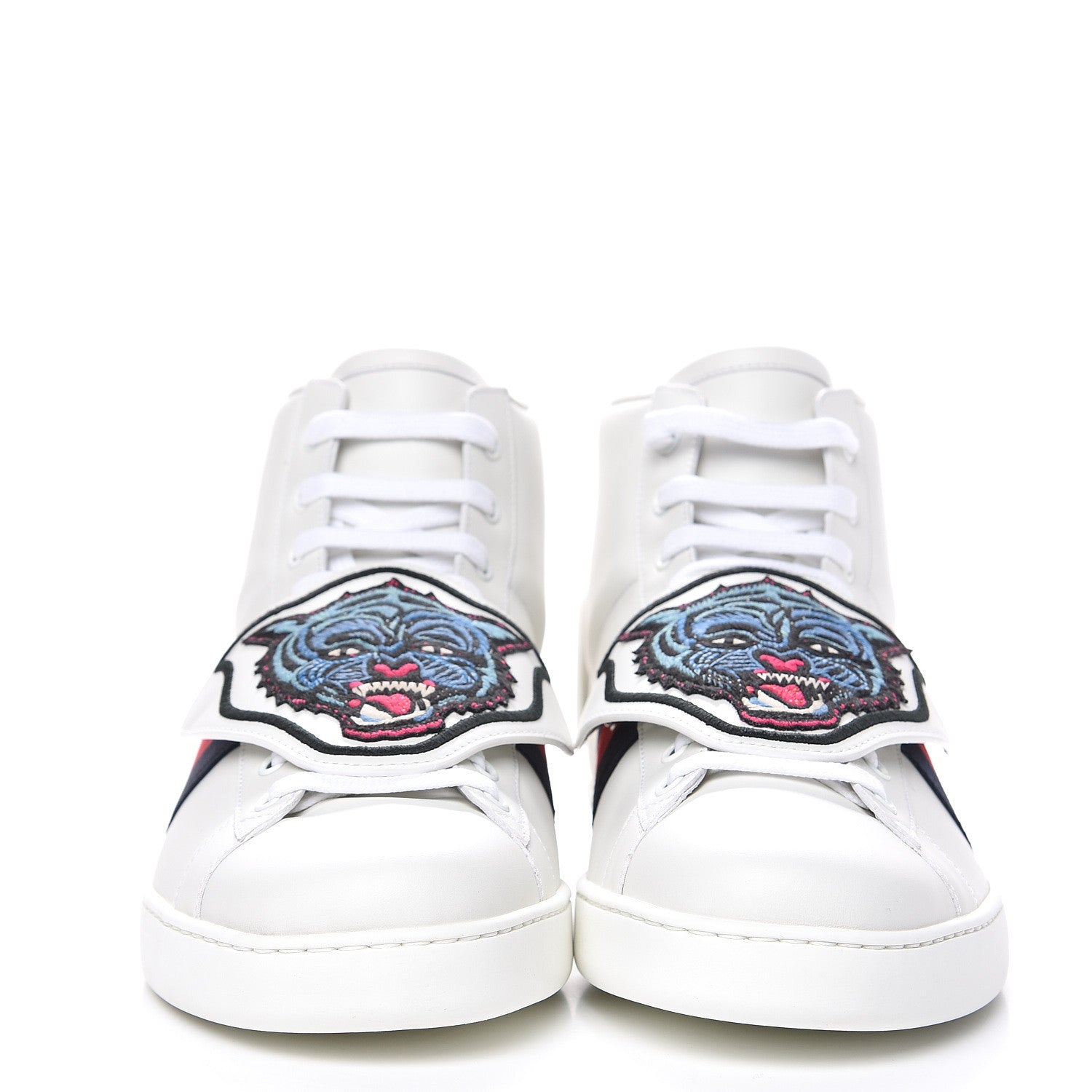 Gucci Calfskin Ayers Embroidered Web Mens Ace Removable Patches High Top Sneakers 13 White 2 of 12