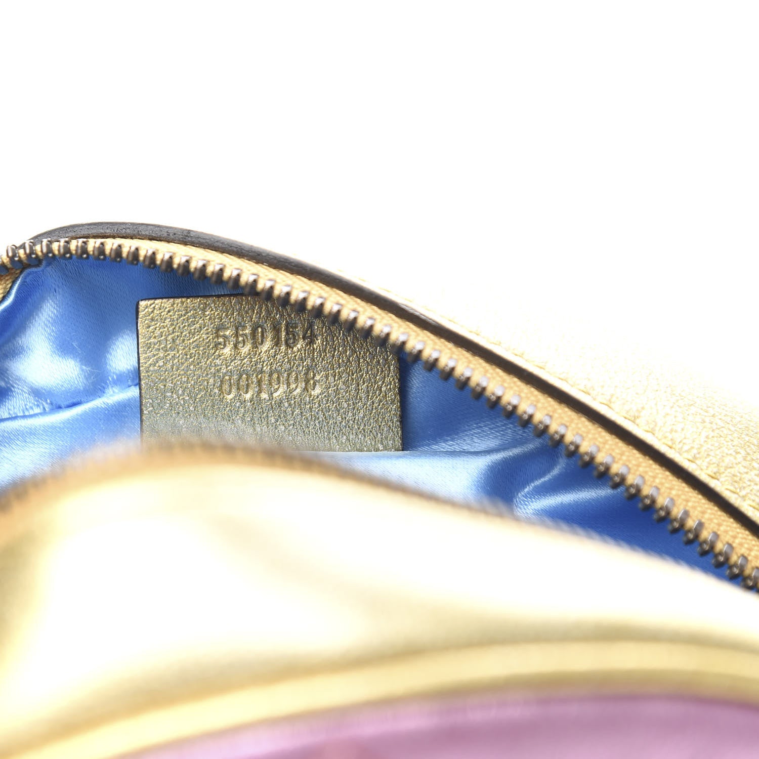 Gucci Metallic Calfskin Matelasse Mini GG Marmont Round Shoulder Bag Gold Pink 7 of 10