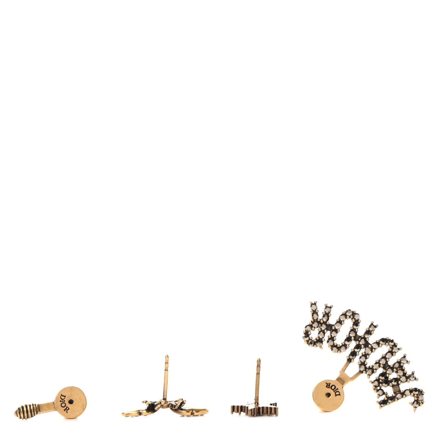 Christian Dior Metal Crystal J'adior Earrings Aged Gold 3 of 4