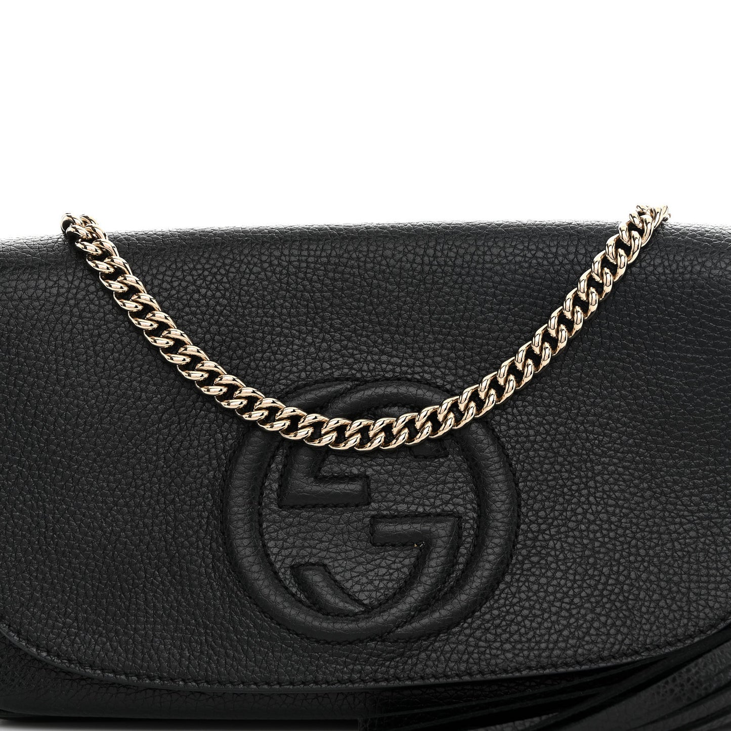 Pebbled Calfskin Medium Soho Flap Crossbody Black