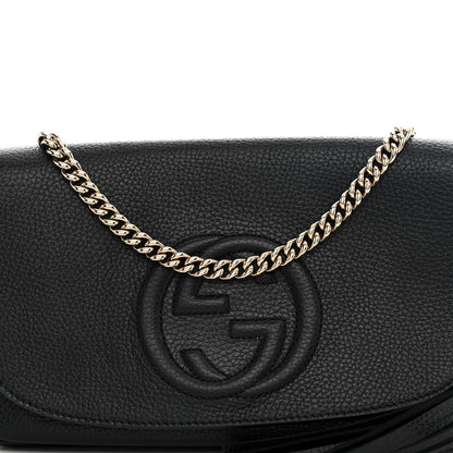 Gucci Pebbled Calfskin Medium Soho Flap Crossbody Black 8 of 12
