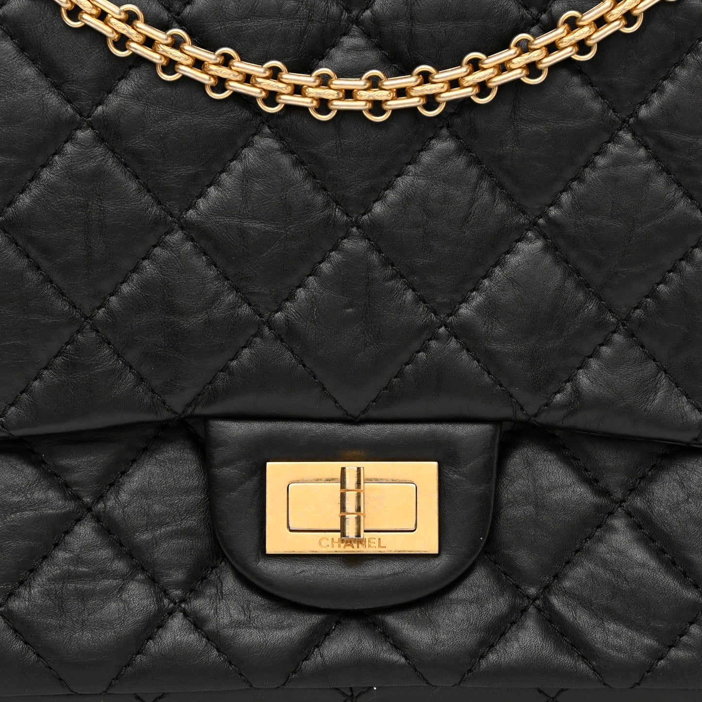 Aged Calfskin Quilted 2.55 Reissue 227 Flap Black
