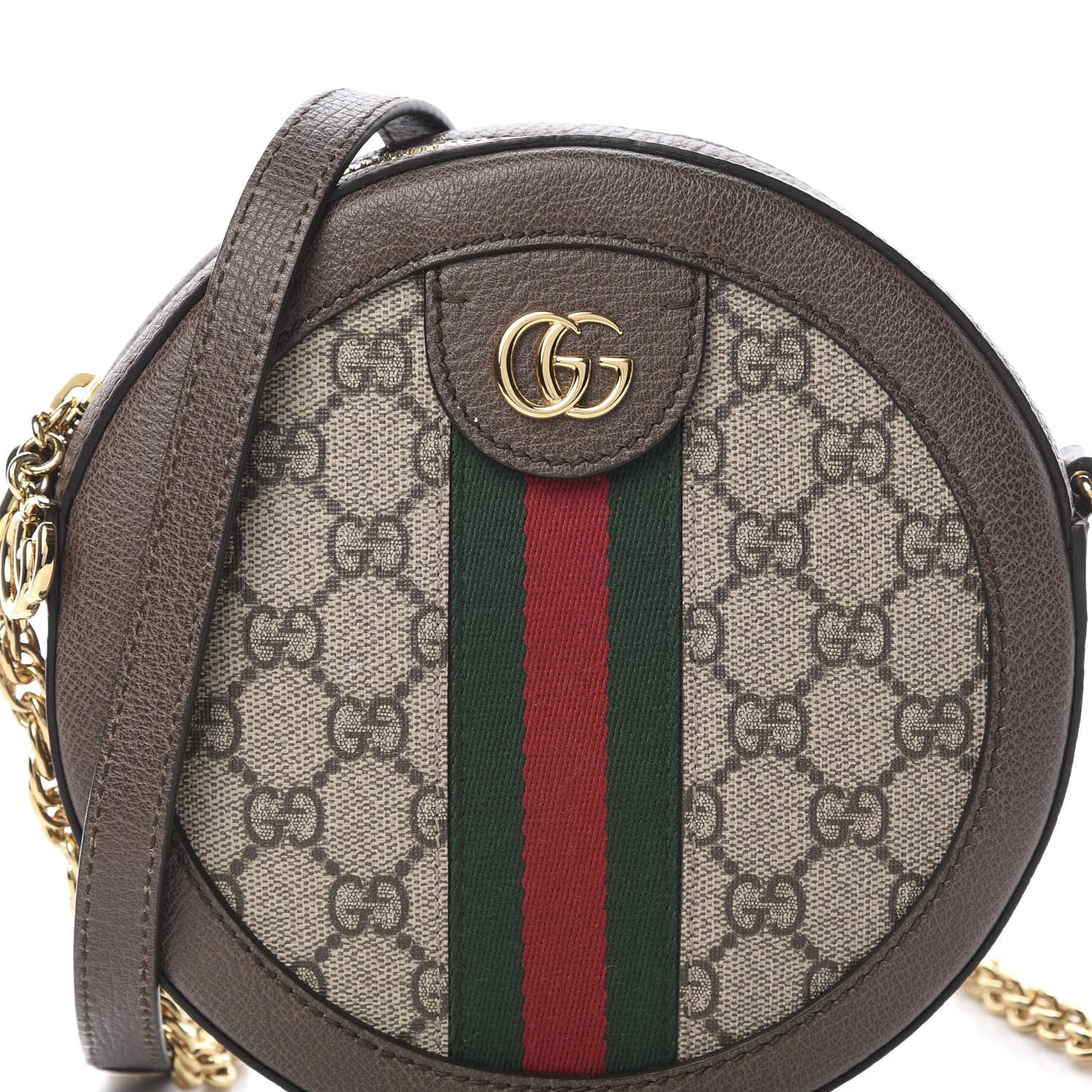 Gucci GG Supreme Monogram Web Mini Ophidia Round Shoulder Bag Brown 8 of 12