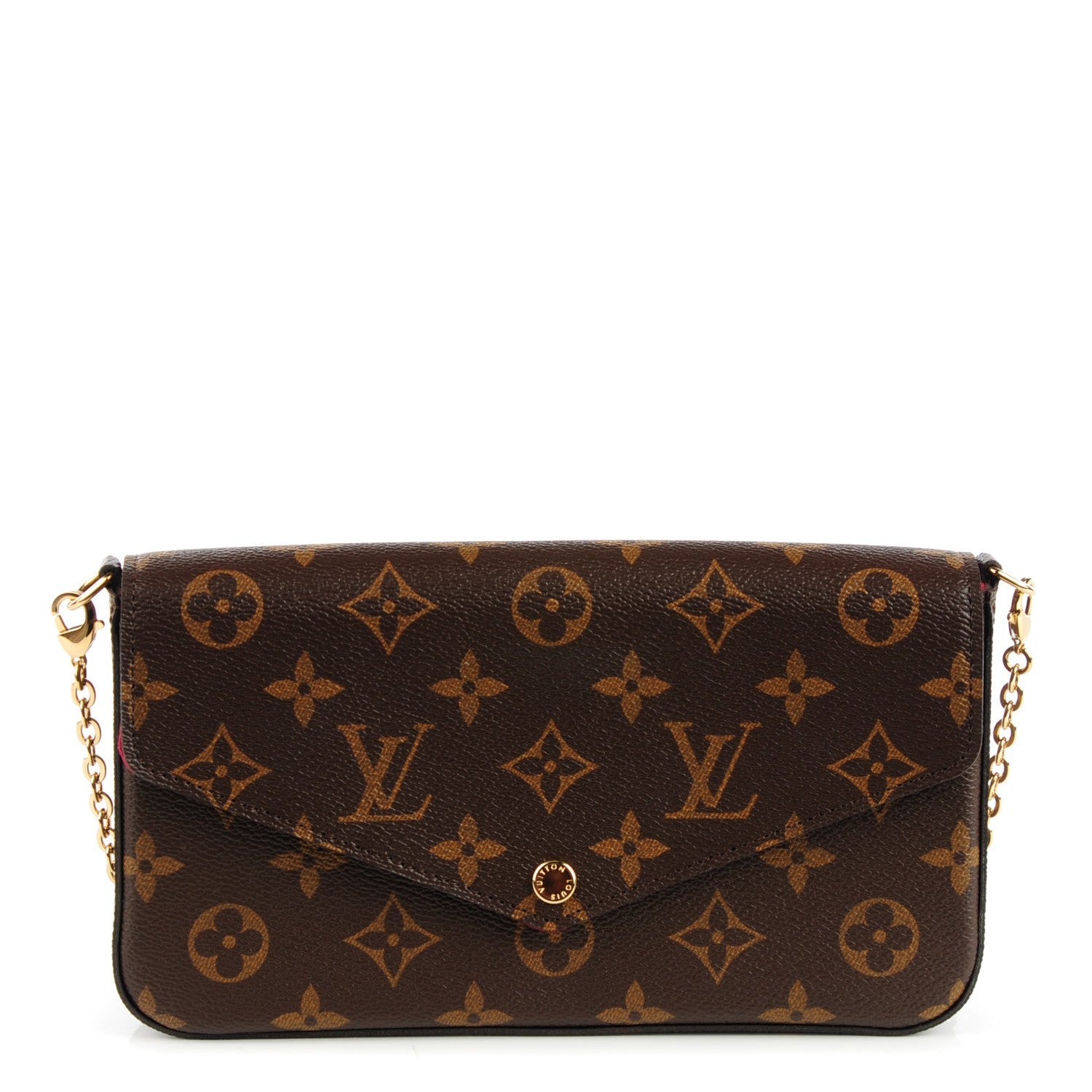 Louis Vuitton Monogram Pochette Felicie Chain Wallet Fuchsia 1 of 8