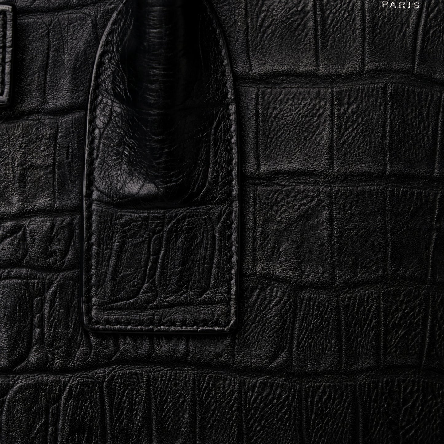 Calfskin Crocodile Embossed Large Sac De Jour Carryall Black